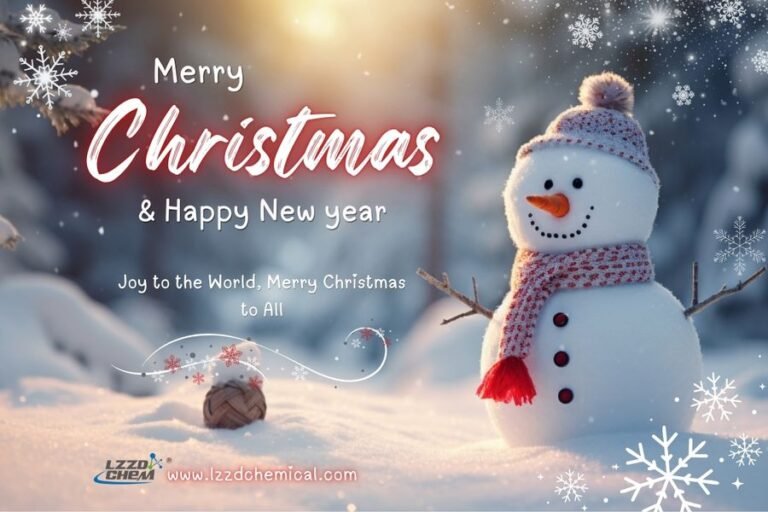 Merry Christmas card with a snowman at morning